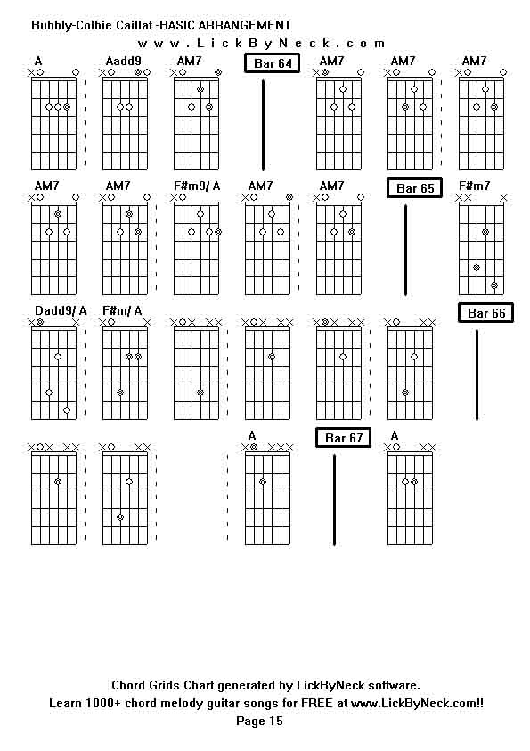 Chord Grids Chart of chord melody fingerstyle guitar song-Bubbly-Colbie Caillat -BASIC ARRANGEMENT,generated by LickByNeck software.